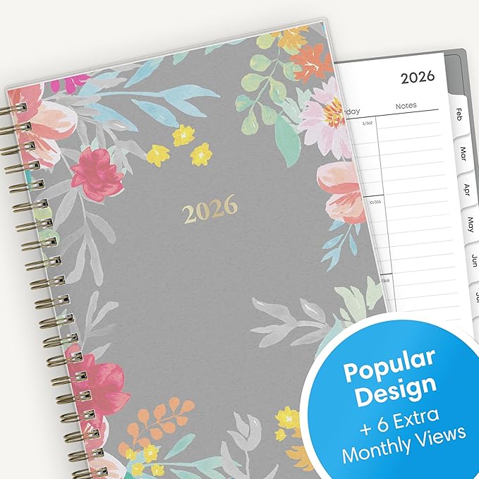 Blue Sky 2026 Weekly and Monthly Planner Calendar, January 2026 - December 2026, 5" x 8", Flexible Frosted Cover, Laminated Tabs, Durable Twin Wire Binding, Sophie