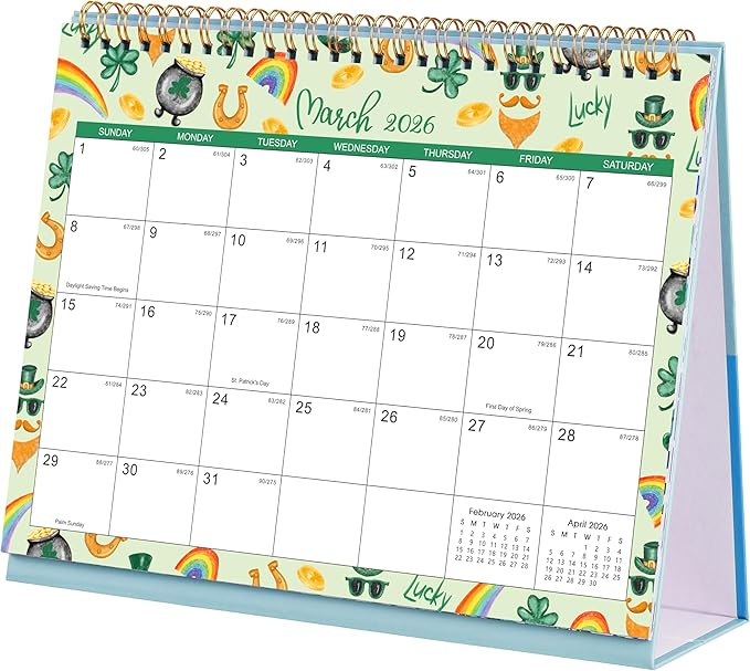 Desk Calendar 2026-2027 - Standing Flip 2026-2027 Desktop Calendar, Jul.2026 - Dec.2027, 9.8" x 8.3", 26-27 Academic Calendar with Julian Date, Standing Flip - 12 Different Themes
