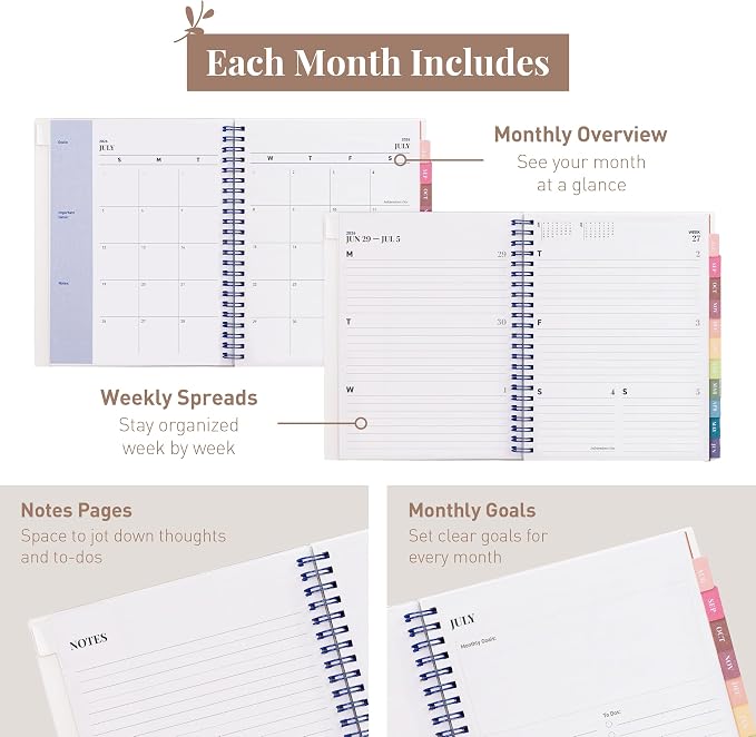Rileys Academic Planner 2026-2027, Daily, Weekly & Monthly Planner, July 2026 - June 2027, Student Notes Pages, Twin-Wire Binding, Weekly Agenda for School & Work (8 x 6-Inches, Geographic, Blue)