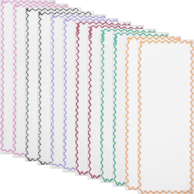 12 Pcs Blank Cross Stitch Bookmarks, Landscape Cross Stitch Bookmarks Blank, DIY Embroidery Fabric Bookmark for Beginners, 7.48x2.76 Inches, Multicolor