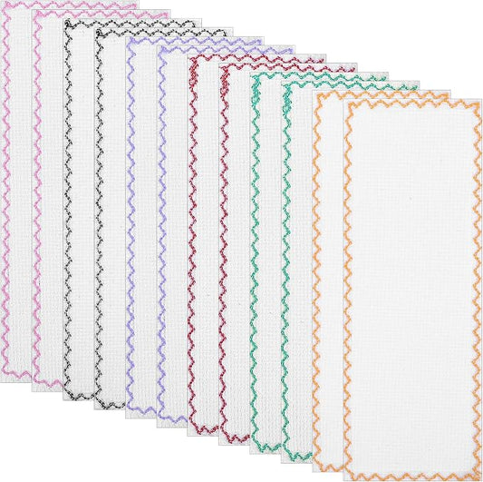 12 Pcs Blank Cross Stitch Bookmarks, Landscape Cross Stitch Bookmarks Blank, DIY Embroidery Fabric Bookmark for Beginners, 7.48x2.76 Inches, Multicolor