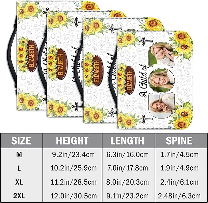 Personalized Bible Cover for Men, Christian Bible Case PU Leather, Jeus Bags Religious Appreciation Gifts for Women Girls Daughter Christian with Handle Zipper (BIBLE-11, M-2XL)
