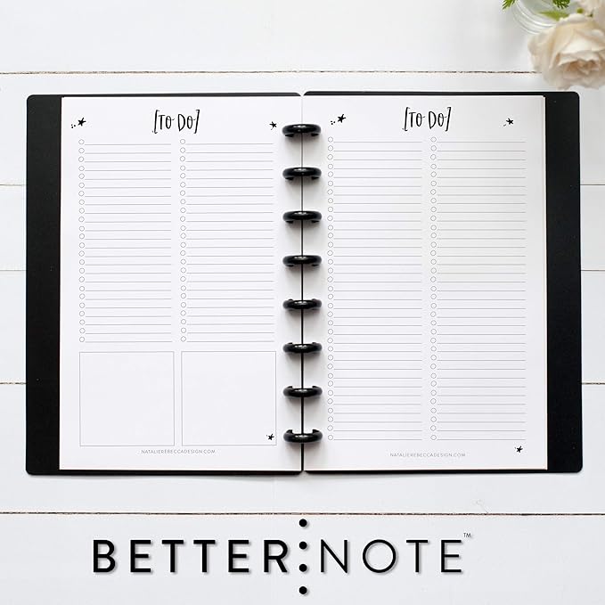 BetterNote To Do List Refill Pages for Disc Notebooks, Fits Levenger Circa, Happy Planner, Staples Arc, TUL, Talia (8-Disc, 5.5"x8.5", Whimsy- 25 Sheets)