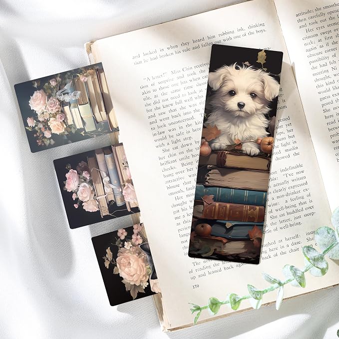 Vintage Bookmarks Bulk Gifts - 100 Pcs Cute Cats Dog Paper Bookmark for Women Girls Students Book Lovers Flower Page Marks School Reading Accessories Bookish Gift for Birthday Graduation