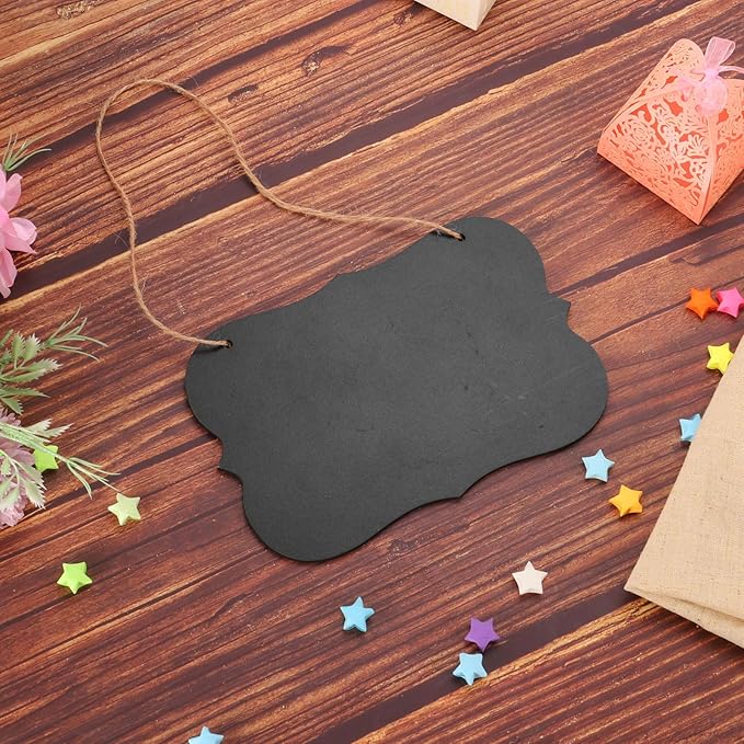 uxcell 6Pcs Hanging Chalkboard Signs, 7.1 x 4.7 Inch Wood Double Sided Small Chalk Board Erasable Message Blackboard for Cafe Home Office Special Event Decoration