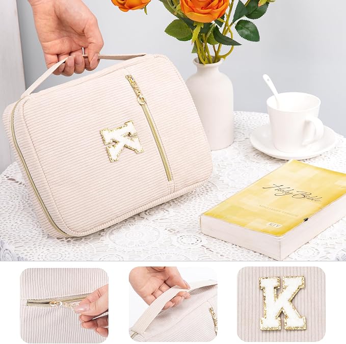 Personalized Bible Cover - Initial Gift for Women & Men - Bible Case with Pockets for Study Suppliers & Accessories