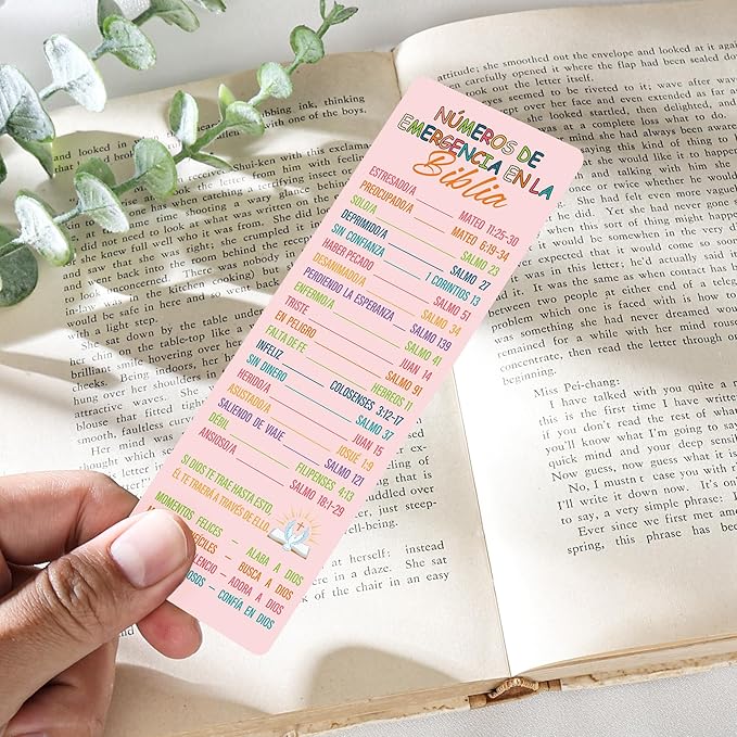 Spanish Bible Emergency Numbers Bookmark - 100 Pcs Christian Verse Paper Bookmarks Bulk for Women Men Religious Inspirational Scripture Cards Gifts for Sunday School Welcome Church Members
