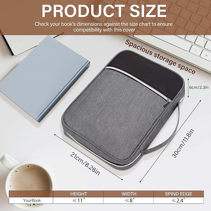 Bible Cover for Women, Bible Holder, Bible Cover Carrier Carrying Organizer Bag, God is Within Her She Will Not Fall, Zipper and Pockets for Standard Size Bible, Gift for Women（BlackGrey）