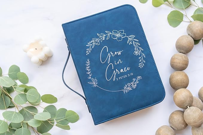 Bible Cover Case for Women - Minimalist Design Debossed Bible Case, Large Bible Covers for Women – Bible Accessories (NavySilver)
