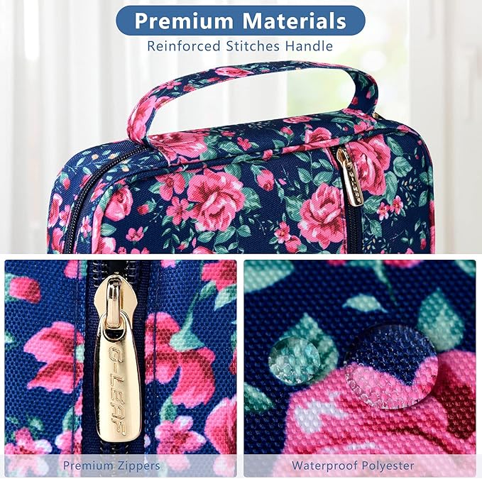 G-LEAF Bible Cover Case/Book Cover, Bible Case for Women Girls, Bible Cover Bags Floral Pattern With Handle Fits for Standard Size Bible, 9.5x6.7x2.5 In