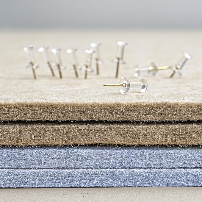 Lightomorrow Bulletin Board, 36 x 24 inches Felt Board - Cork Board Alternative for Wall, Decorative Pin Board, Foldable Picture Board Self-Adhesive Vision Board with 20 Pushpins - Lavender Blue