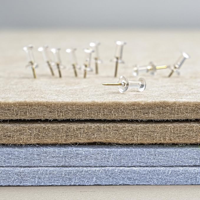 Lightomorrow Bulletin Board, 24 x 18 inches Felt Board Decorative Pin Board, Cork Board Alternative for Wall, Foldable Photo Board Self-Adhesive Vision Board with 20 Pushpins - Lavender Blue