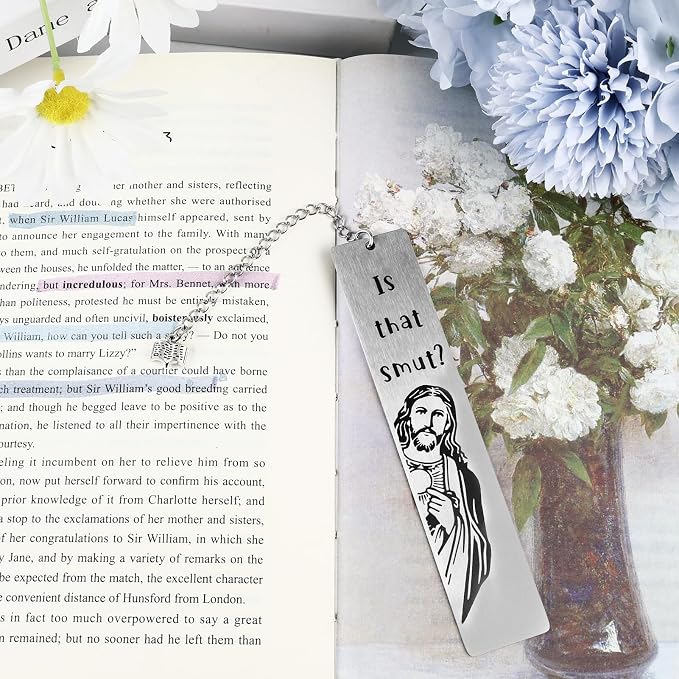 2Pcs Funny Smutty Jesus Bookmark Gifts for Men & Women - Metal Book Mark, Stainless Steel, Unique Friend & Coworker Gifts