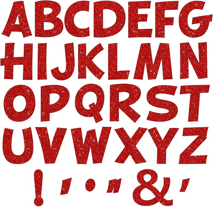 150 PCS Large 6" Bulletin Board Letters Set, Glitter Red Classroom Alphabet Cutout Letter for Bulletin Board Display Home School, A Great Helper to Inspire Students' Learning Interest