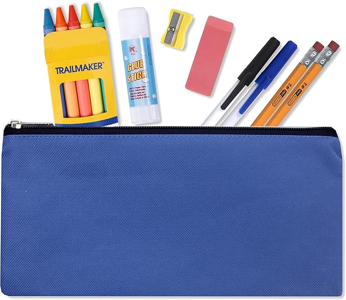 Trail maker 48 Pack Bulk Pencil Case with Supplies Included for Kids, Classrooms - Individually Packaged for Donation | Bulk School Supply Kits for Kids Kindergarten, K-6 Back to School Supplies
