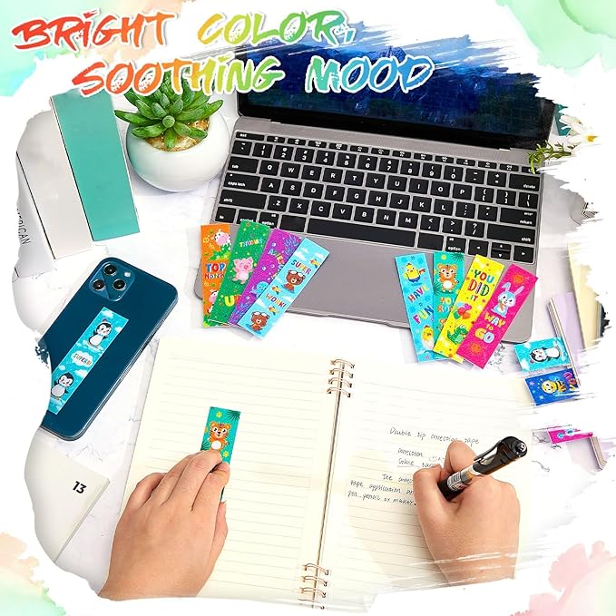 Gersoniel 36 Pcs Anxiety Sensory Stickers Strips Adhesive Textured Mental Health Calm Stickers Mindfulness Fidget Decals Stress Anxiety Relief Items for Therapy Office Desk(Animal Style)