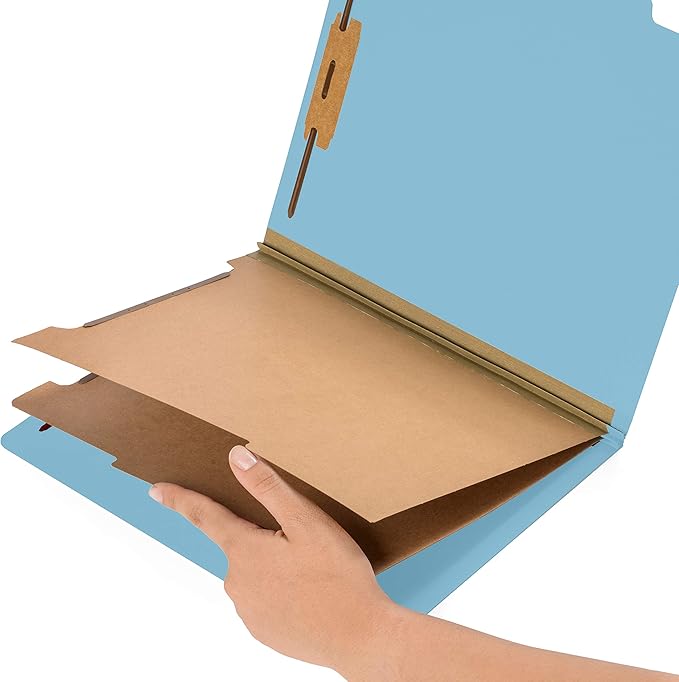 Blue Summit Supplies 10 Blue Classification Folders with 2 Dividers and 2 Inch Tyvek Expansions for Organizing Medical, Law, and Office Files
