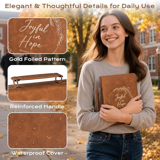 XKDOUS Bible Cover Case for Women Large Bible Bag with Handle, Pens, Tabs, Study Supplies Church Book Organizer Journaling Kit Christian Gifts for Mom, Lady, Men