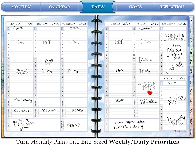 Tools4Wisdom Customizable Planner - 8.5x11 Inch Hardcover - Discbound Daily Weekly Monthly Disc Planner - Undated - 1DSC - Cherry Tree