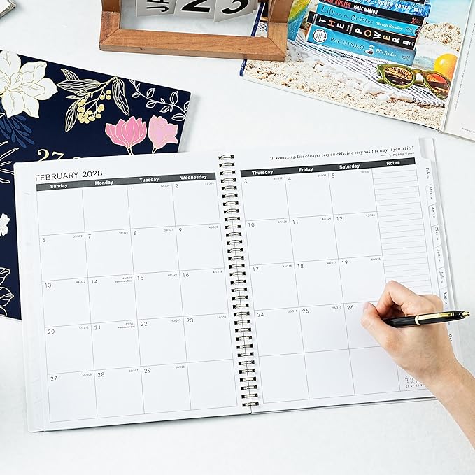 2027-2028 Monthly Planner/Calendar - Jan. 2027 - Dec. 2028, 9" x 11", Calendar Planner 2027-2028, 2 Year Monthly Planner, 24 Monthly Tabs, 2-Size Pocket