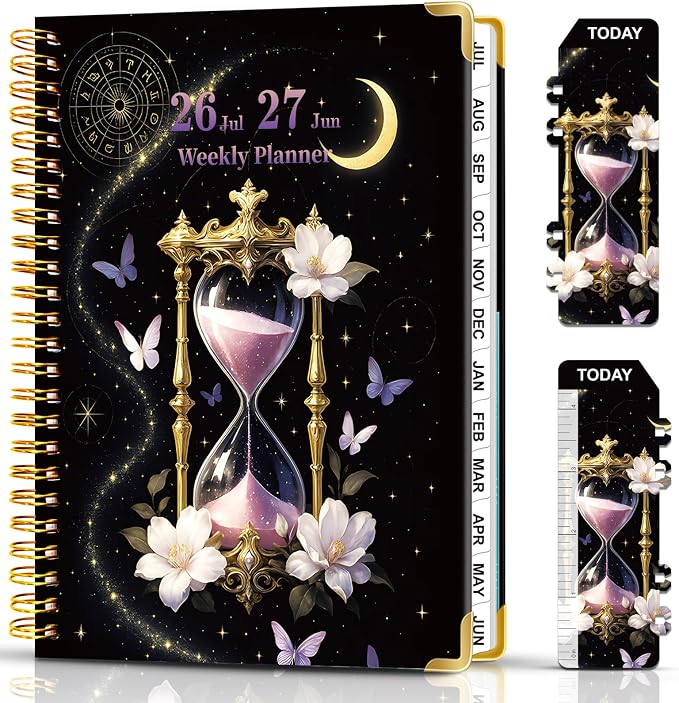 2026-2027 Planner Weekly and Monthly, Jul.2026 - Jun.2027, 6.3" X 8.5" Daily Planner Spiral Bound, Academic Planners with Monthly Tabs, Inner Pocket for Women Men