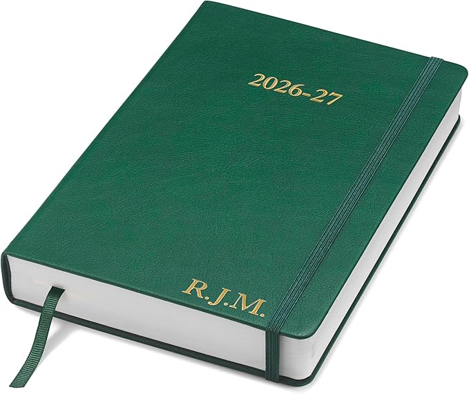 Wykeham's Executive 2026-27 Daily Journal Planner – Customization Available – Mid-Year Academic Diary (Personalized Racing Green, 8.5"×5.5")