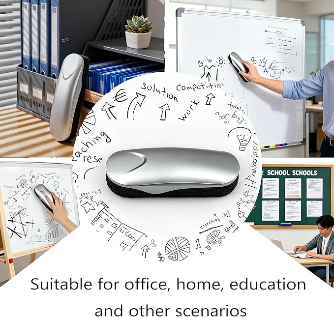 Magnetic Dry Erase Erasers - 2 Pack Whiteboard Eraser for Glass White Board Strong Magnet Eraser for Office School Dry Erase Board, Fridge Calendar (Grey)