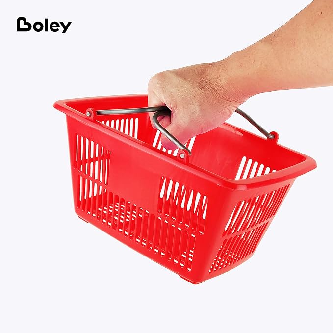 Boley Classroom Baskets - 20 Pack 10x6in Colorful Plastic Stackable Storage Bins with Handles - Ideal for School, Daycare, Home Organization, Art Supplies, Books, Toys, and More