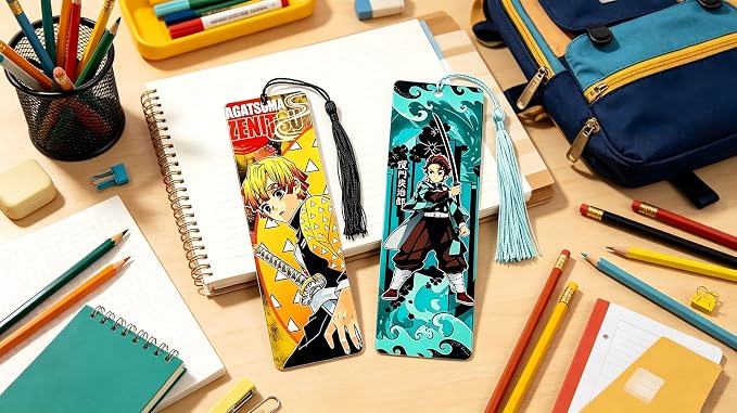 2PCS Anime Demon Bookmark Set, Tanjiro Hashira Acrylic Bookmarks for Readers, Students, Anime Fans, Book Lovers, Reading Accessories (Kamado)