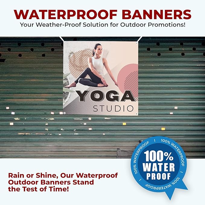 Yogga Studio Large Banners and Signs for Outdoor by Mavis Printing-Polyester Banner with 4 Holes for Easy Hang Indoor & Outdoor|4x1 Feet HD Print Sign to Promote Church| Made in USA