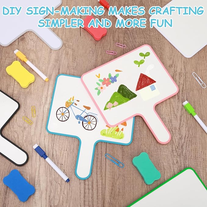 36-Piece Dry Erase Answer Paddle Set - 8"x10" Handheld Sign with Markers & Erasers, Double Sided Whiteboard Paddles for Classroom, Home, Office Meetings (Square)