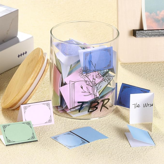 TBR Jar Gifts for Book Lovers to Be Read List Reader jar with 100 Colorful Notes Bookish Accessories Bookworm Gift for Book Club Book lover Women Students and Teacher (Style 1)