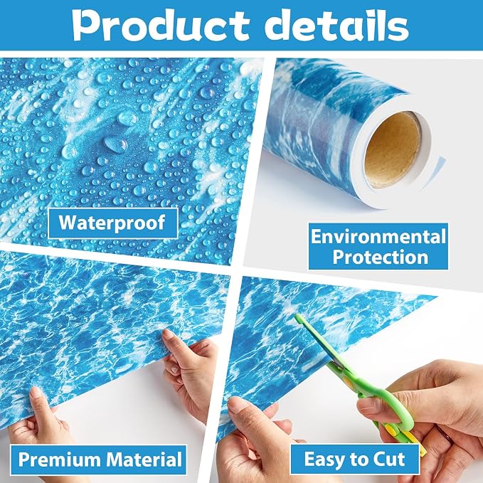 Qyeahkj 17.7in x 20ft Bulletin Board Paper Roll Bulletin Board Background Paper Fade Resistant Classroom Decoration Poster Art Craft Home Wall Education Decor Supplies Ocean
