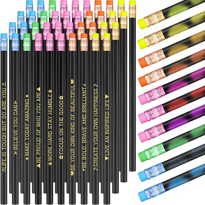 Eersida 200pcs Color Changing Mood Pencils Fun Pencils Bulk for Kids Students Motivational Pencil 2B Assorted Thermochromic Pencil with Eraser (Inspirational)