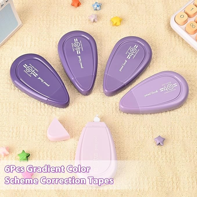 5pcs White Correction Out Tape, 32.81 Feet Cute Correction Tape for Instant Corrections, Easy to Use Applicator for Office and School Supplies (Purple)