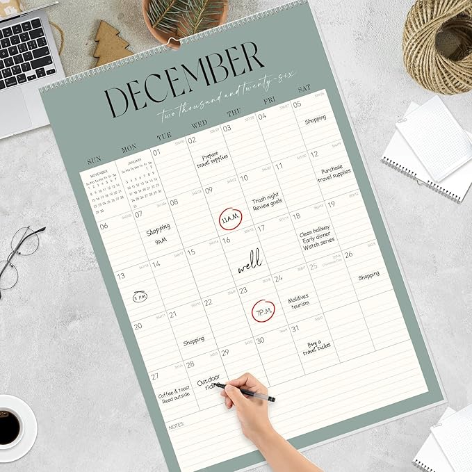 GuassLee Extra Large Wall Calendar 2026-2027,20"x 30" Vertical Jumbo Desktop/Wall Calendar from Jan. 2026 to Jun. 2027,18-Month Hanging Planner with Julian Date for Office Home Organizing