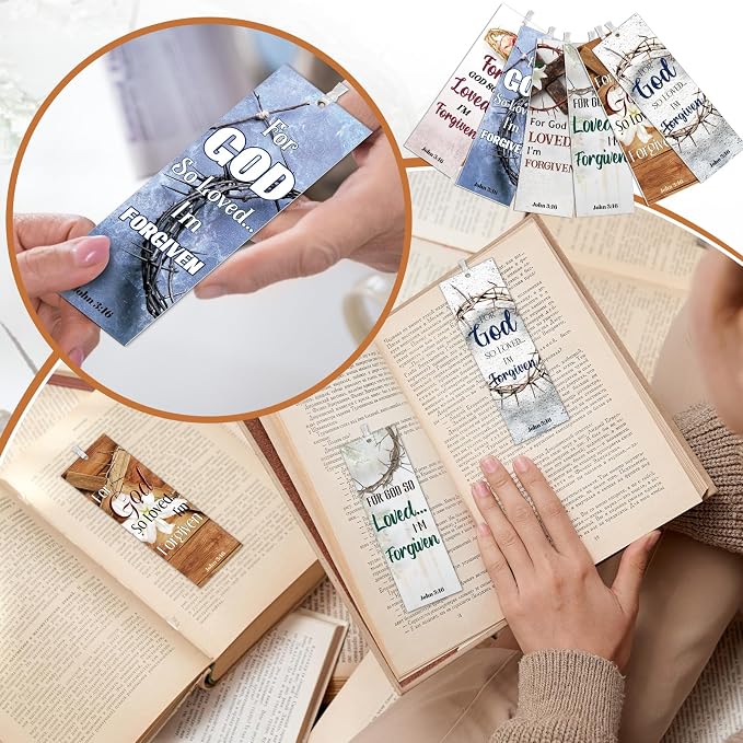 Dispowreath 60 Pcs for God So Loved Bookmarks Religious John 3: 16 Bookmarks Church Exchange Gifts for Men & Women Sunday School Vbs Church Prizes Party Favors