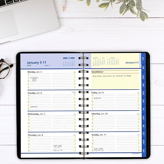 AT-A-GLANCE 2026 Appointment Book Planner, Weekly & Monthly, 5" x 8", Small, QuickNotes, Black (76020526)