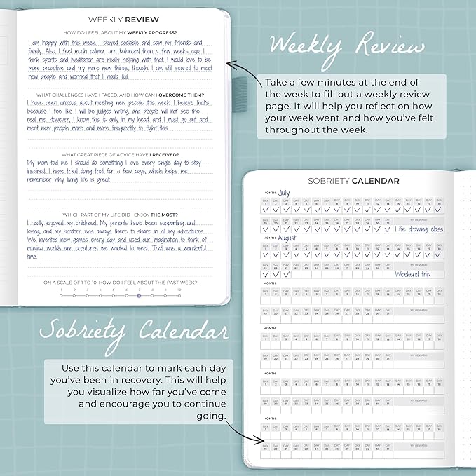 Clever Fox Addiction Recovery Journal – Addiction Treatment Planner & Workbook – Daily Sobriety Journal for Recovery Progress, A5 (Blue Surf)