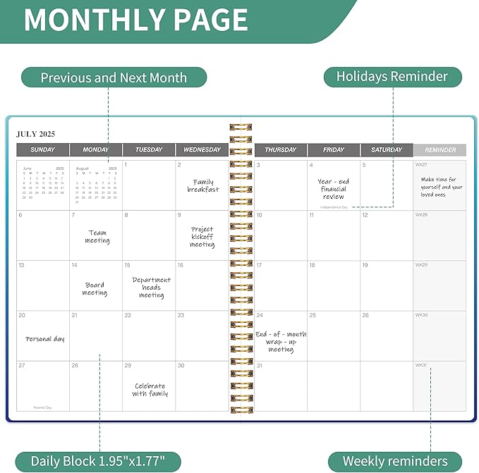 Monthly Planner 2026-2027, 18 Months Calendar Book from JAN 2026 - JUN 2027 with Habit Tracker, Goals,To -Do List, Summary & Monthly Review,Waterproof Cover Twin-Wire Binding, 8.5" x 11 Blue Gradient