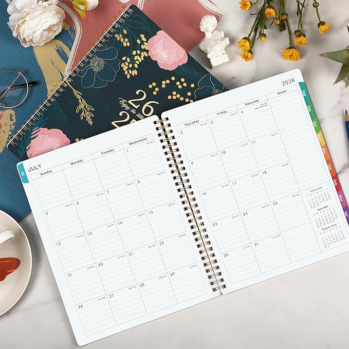 Planner 2026-2027 - Academic Planner 2026-2027, July 2026 - June 2027, Weekly & Monthly Planner, 8'' x 10", Calendar Planner, Colorful Monthly Tabs, Twin-wire Binding, Back Pocket, Holidays