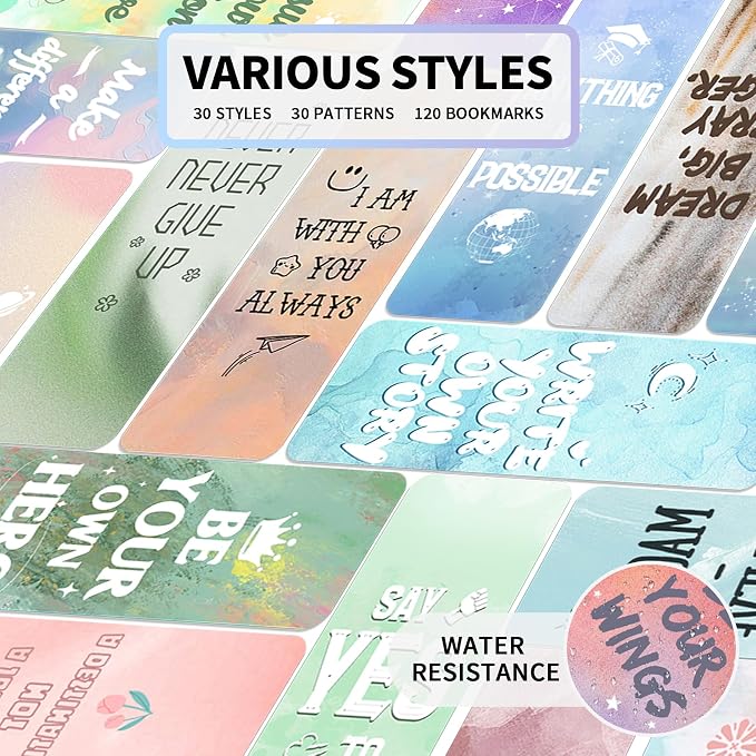 120 PCS Bookmarks for Kids Women Men, Book Markers for Reading, Teacher Bookmark, Inspirational Paper Book Marker