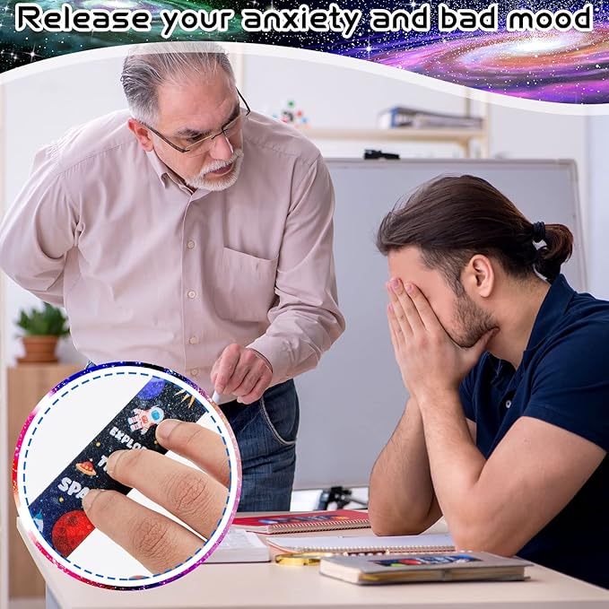 Gersoniel 36 Pcs Anxiety Sensory Stickers Strips Adhesive Textured Mental Health Calm Stickers Mindfulness Fidget Decals Stress Anxiety Relief Items for Therapy Office Desk(Spaceman Style)