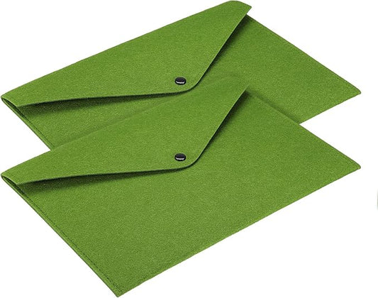 PATIKIL File Bag Felt Folder 2 Pack A4 Envelope Document Storage Pouch Organizer for Office Business, Green
