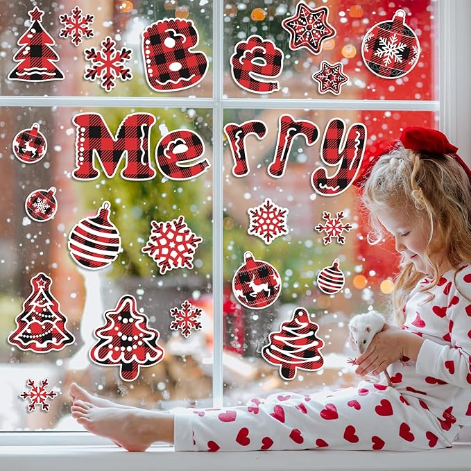 Christmas Buffalo Plaid Cutouts Holiday Red Black Buffalo Plaid Classroom Bulletin Board Decorations Be Merry Winter Snowflake Themed Birthday Party Supplies for Toddler Kids Students Classroom
