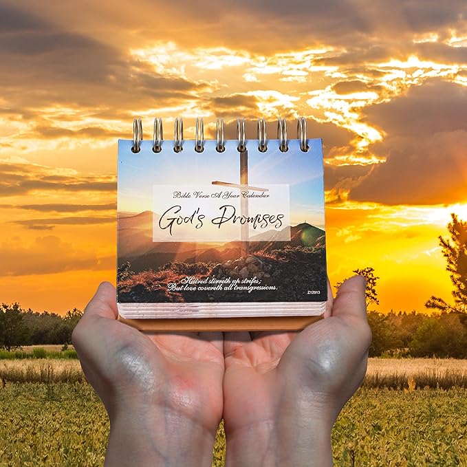 Desk Calendar - Bible Verse Desk Calendar Flip, 4.9" x 4.5", Undated Daily Bible Calendar, Perpetual Calendar, Christian Perpetual Calendar, 366 Days of Inspirational Quotes