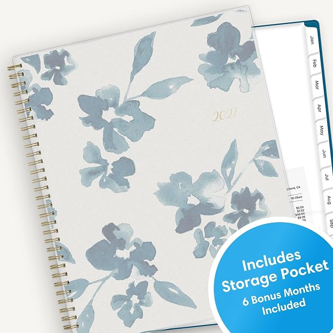 Blue Sky 2027 Weekly and Monthly Planner Calendar, January 2027 - December 2027, 8.5" x 11", Flexible Cover, Laminated Tabs, Durable Twin Wire Binding, Storage Pocket, Bakah Blue