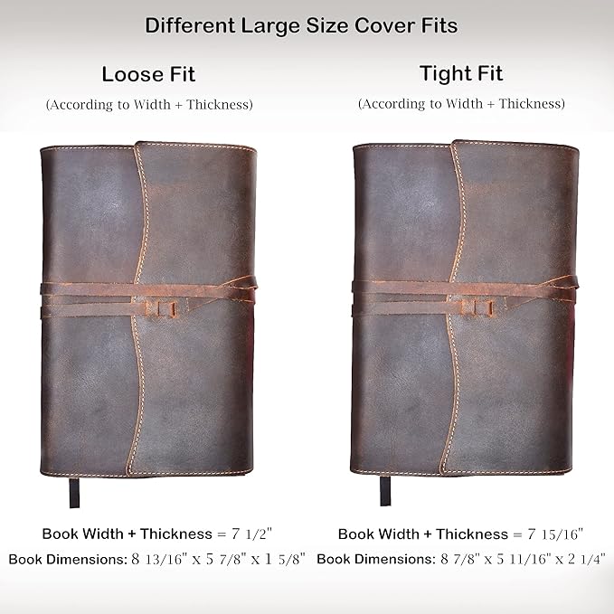 Hunter & Scribe Leather Book or Bible Cover for Men and Women - Handcrafted Genuine Top Grain Buffalo Leather - Christian Gifts - Large Bible Cover - Large Book Cover