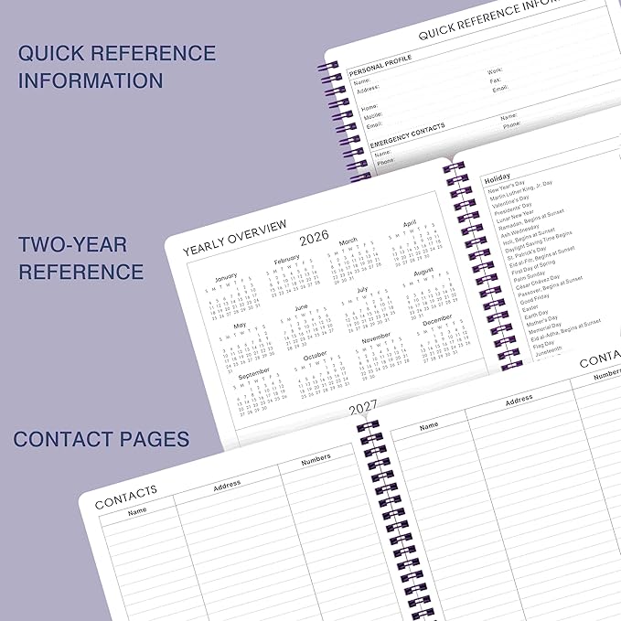 Planner 2026-2027 - 2026 Planner(January - December 2026), 8" x 10", Calendar Planner 2026, 2026 Planner Weekly and Monthly Spiral Bound, Flexible Cover, To-Do List, 12 Monthly Tabs