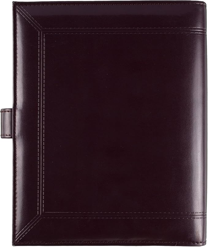 Day-Timer Framed Slim Leather Starter Set, Undated, 7 Ring, Desk Size, 5.5 x 8.5 Inches, Black or Burgundy - Color May Vary (45090)